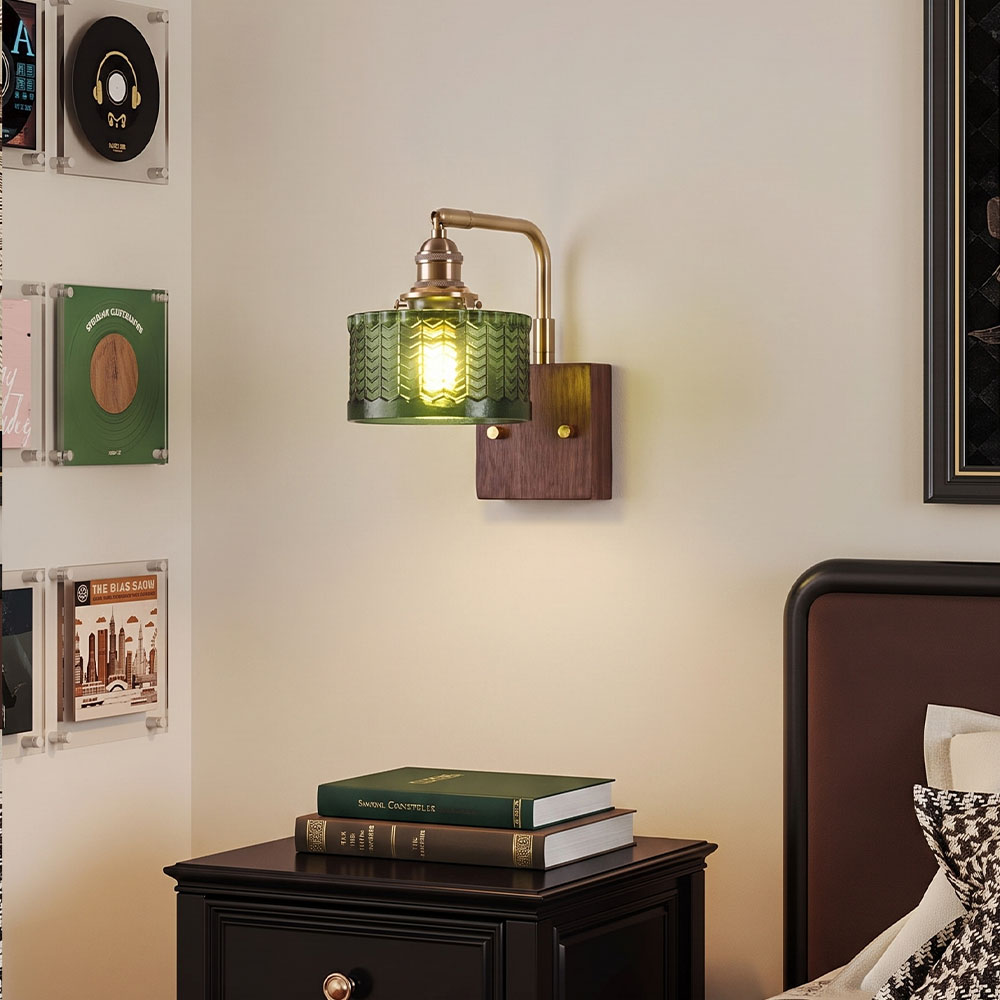 American Vintage Glass Wall Lamp for Entrance Foyer Bedroom Bedside