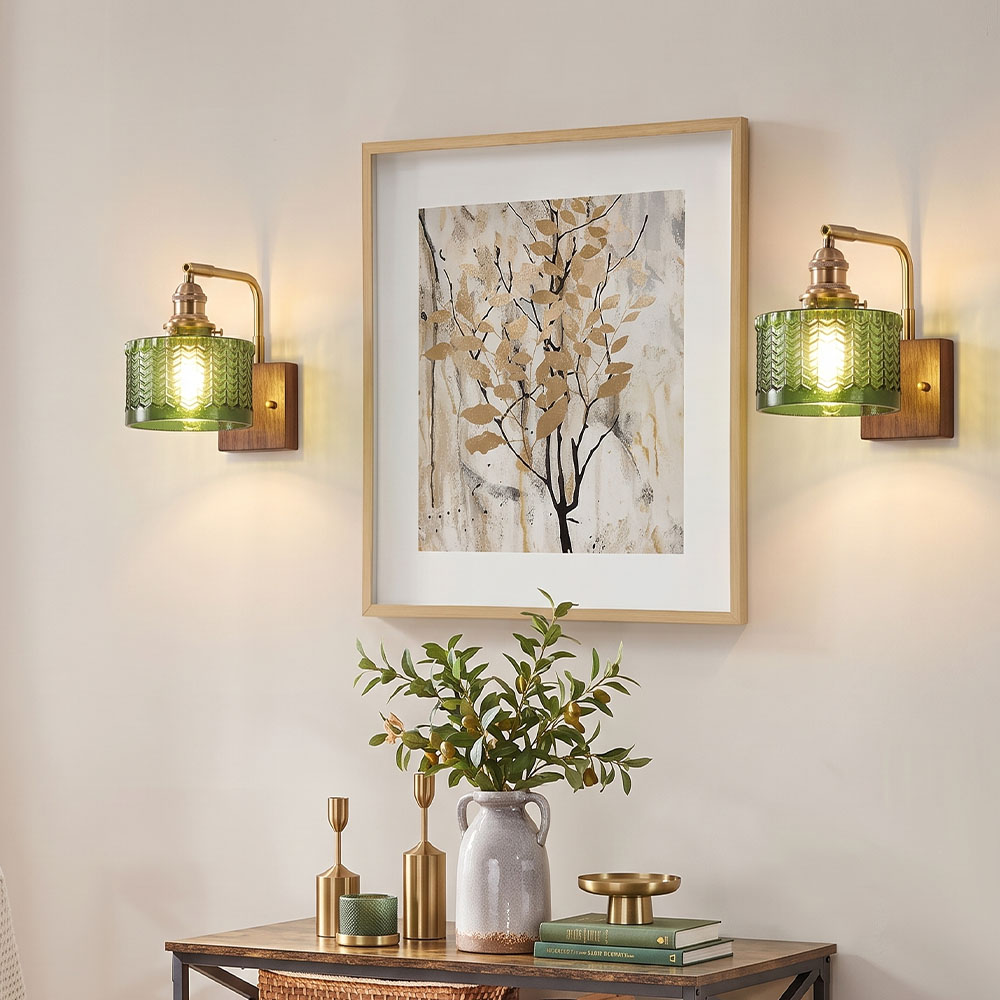 American Vintage Glass Wall Lamp for Entrance Foyer Bedroom Bedside