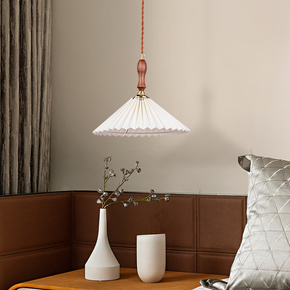 Pleated Design Small Pendant Light French Dining Table Hanging Lamp