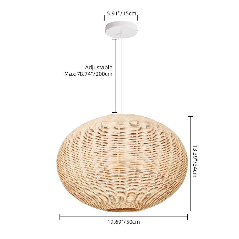 Farmhouse Spherical Rattan Pendant Light for Dining Room