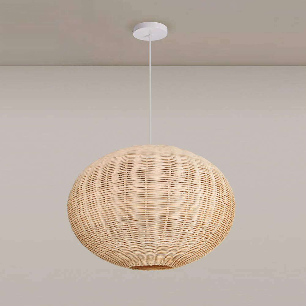 Farmhouse Spherical Rattan Pendant Light for Dining Room