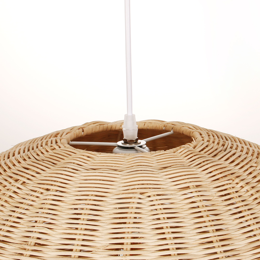 Farmhouse Spherical Rattan Pendant Light for Dining Room