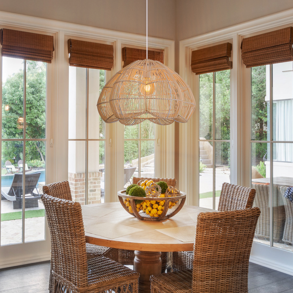 Handmade Rattan Chandelier for Bedroom Dining Room, Buds are about to bloom