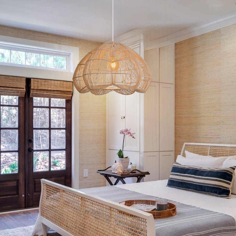 Handmade Rattan Chandelier for Bedroom Dining Room, Buds are about to bloom