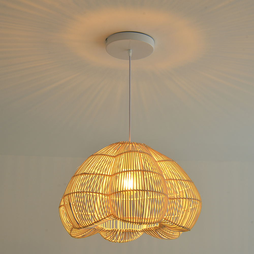 Handmade Rattan Chandelier for Bedroom Dining Room, Buds are about to bloom