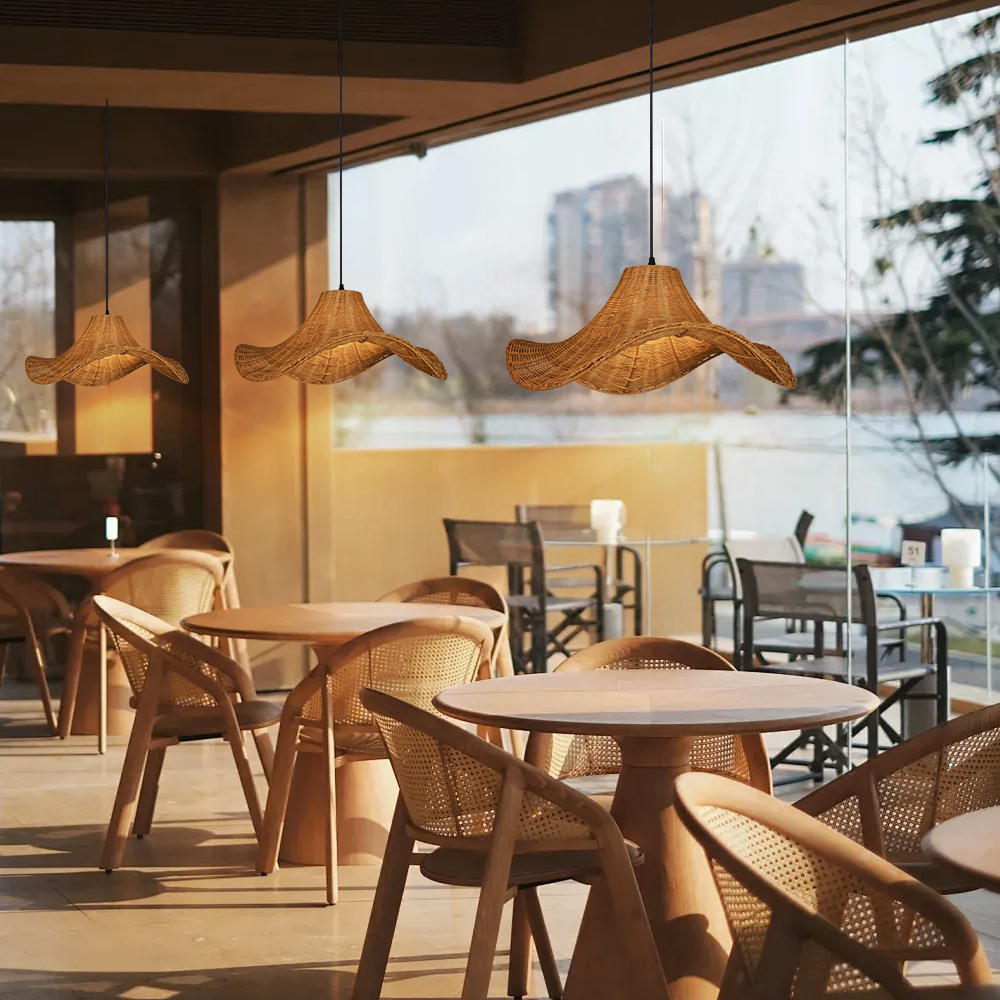 Restaurant Decor Lighting Rattan Pendant Lampshade for Dining Room