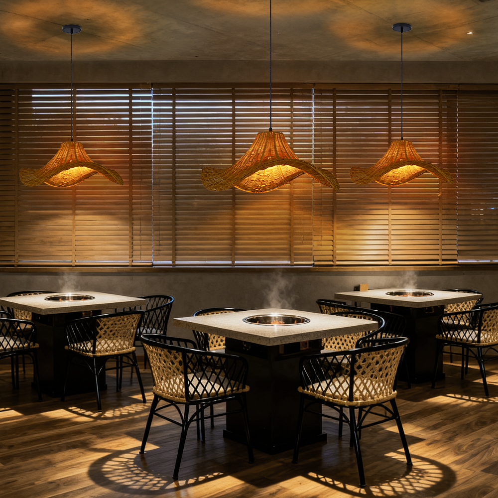 Restaurant Decor Lighting Rattan Pendant Lampshade for Dining Room