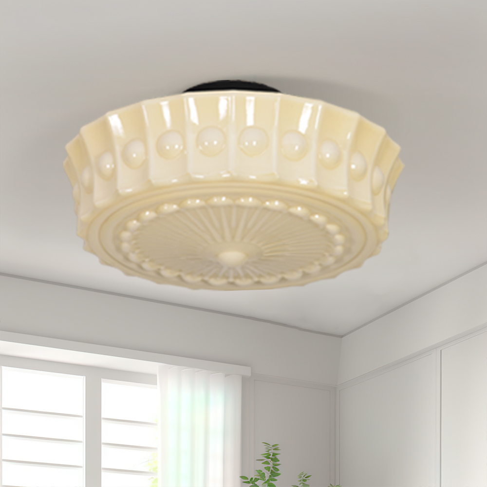 French Glass Ceiling Light for Entryway & Hallway
