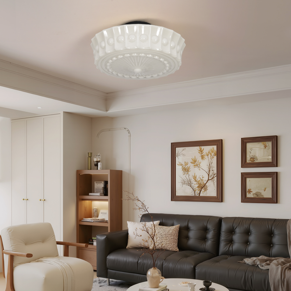 French Glass Ceiling Light for Entryway & Hallway