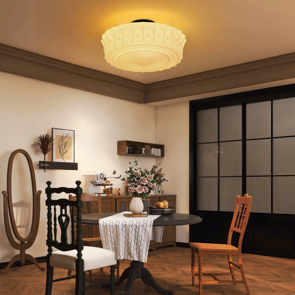 French Glass Ceiling Light for Entryway & Hallway