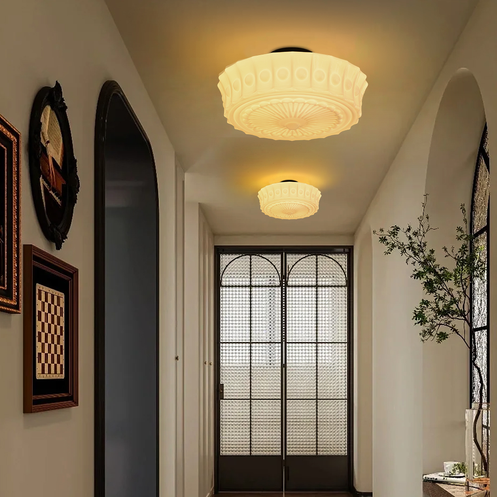 French Glass Ceiling Light for Entryway & Hallway