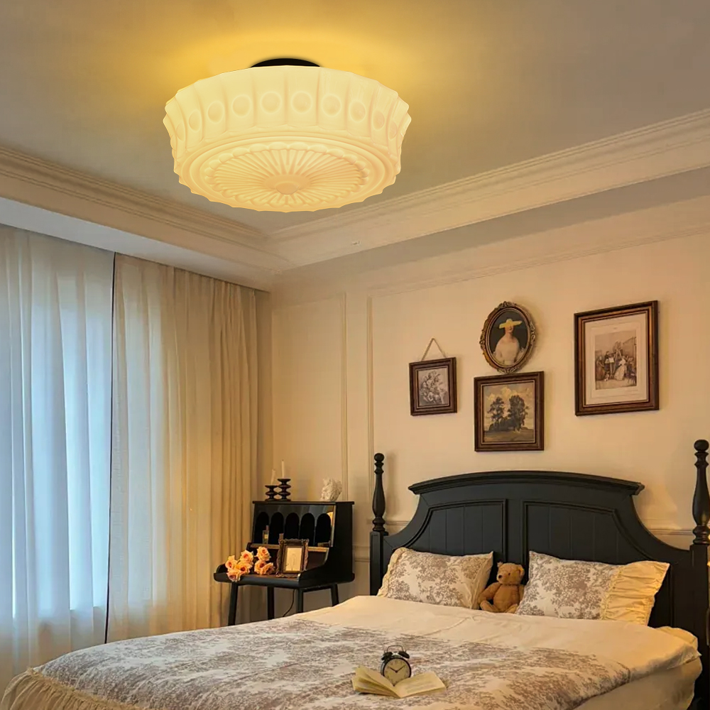 French Glass Ceiling Light for Entryway & Hallway