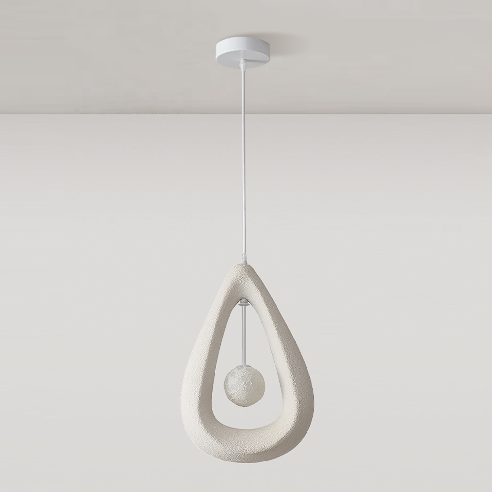 Creamy Style Teardrop Pendant Light High Density Polystyrene Material Chandelier for the Stairwell