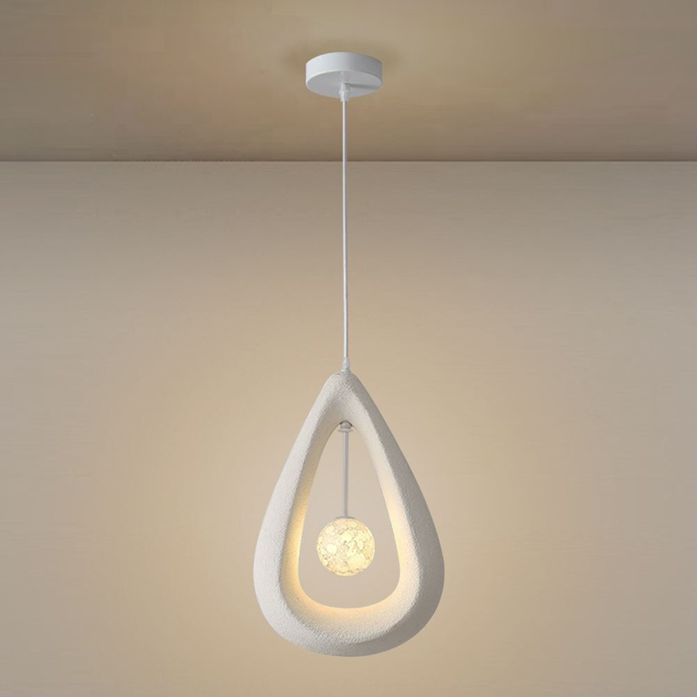Creamy Style Teardrop Pendant Light High Density Polystyrene Material Chandelier for the Stairwell