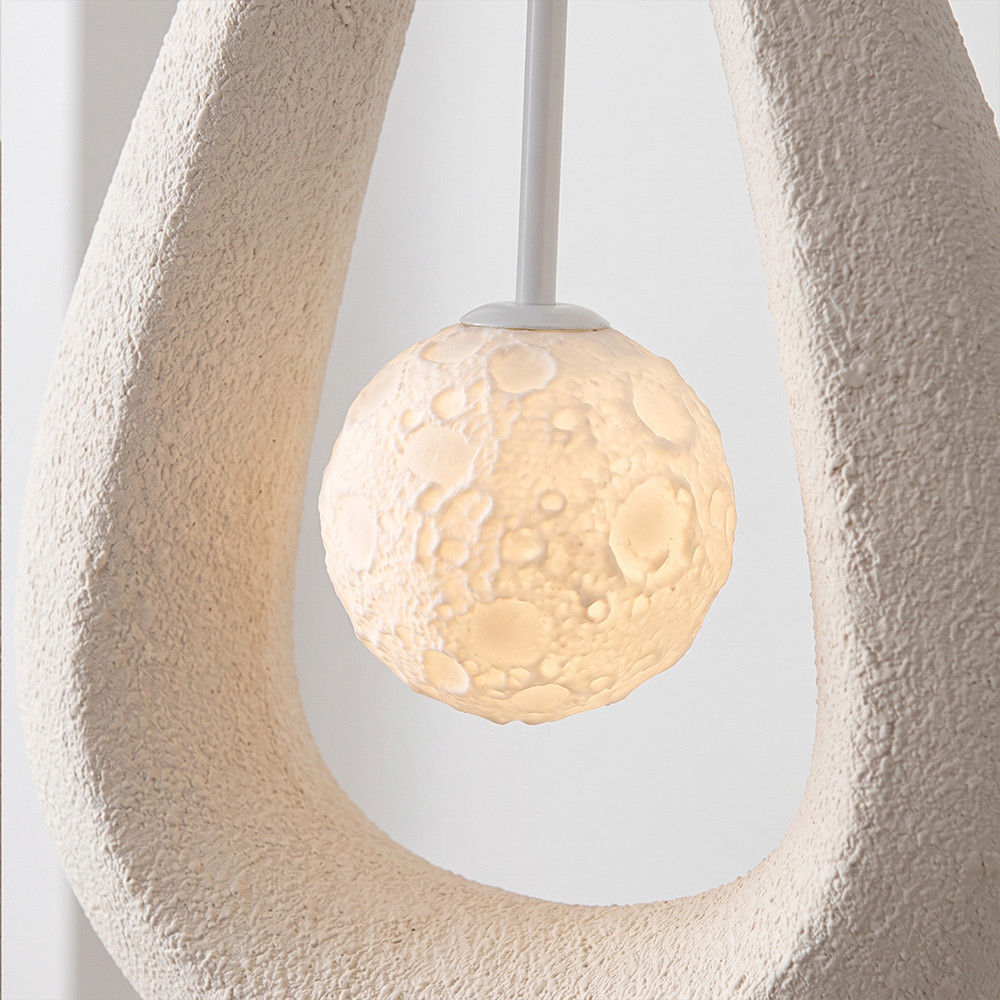 Creamy Style Teardrop Pendant Light High Density Polystyrene Material Chandelier for the Stairwell