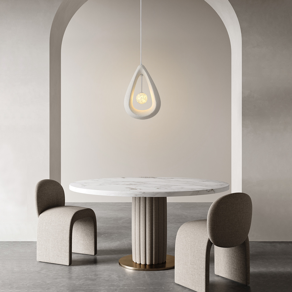 Creamy Style Teardrop Pendant Light High Density Polystyrene Material Chandelier for the Stairwell