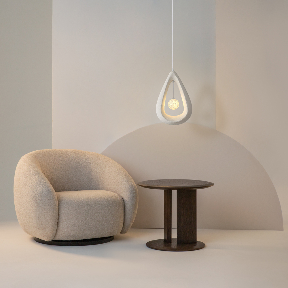 Creamy Style Teardrop Pendant Light High Density Polystyrene Material Chandelier for the Stairwell