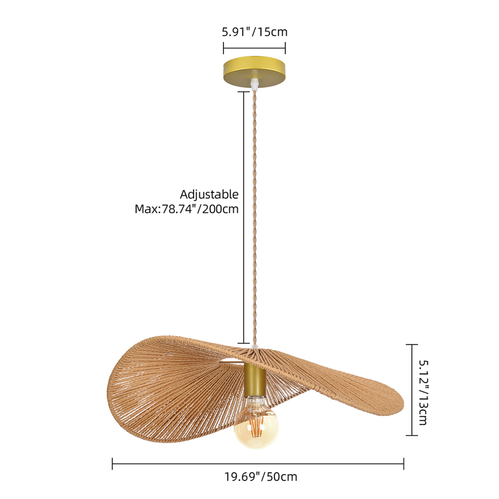 japandi Rope Hanging Light Fixture for Dining Room Restaurants
