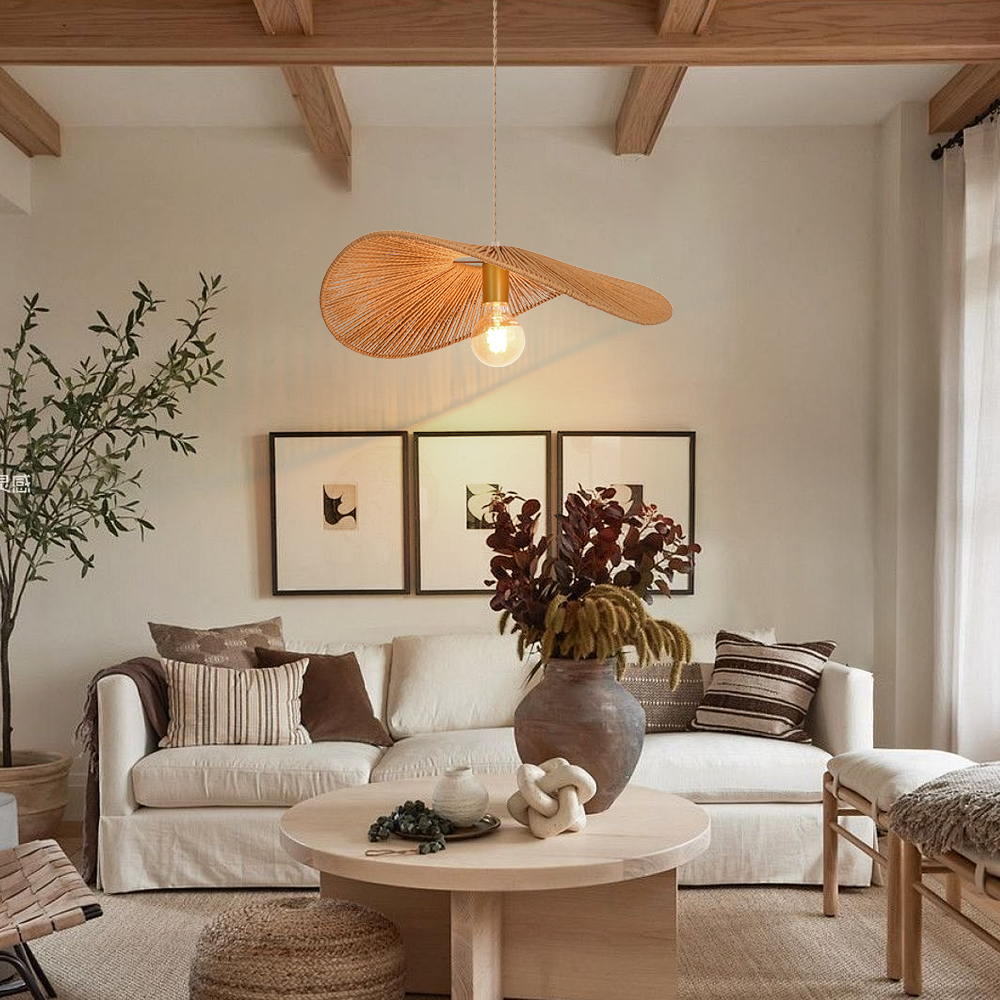 japandi Rope Hanging Light Fixture for Dining Room Restaurants