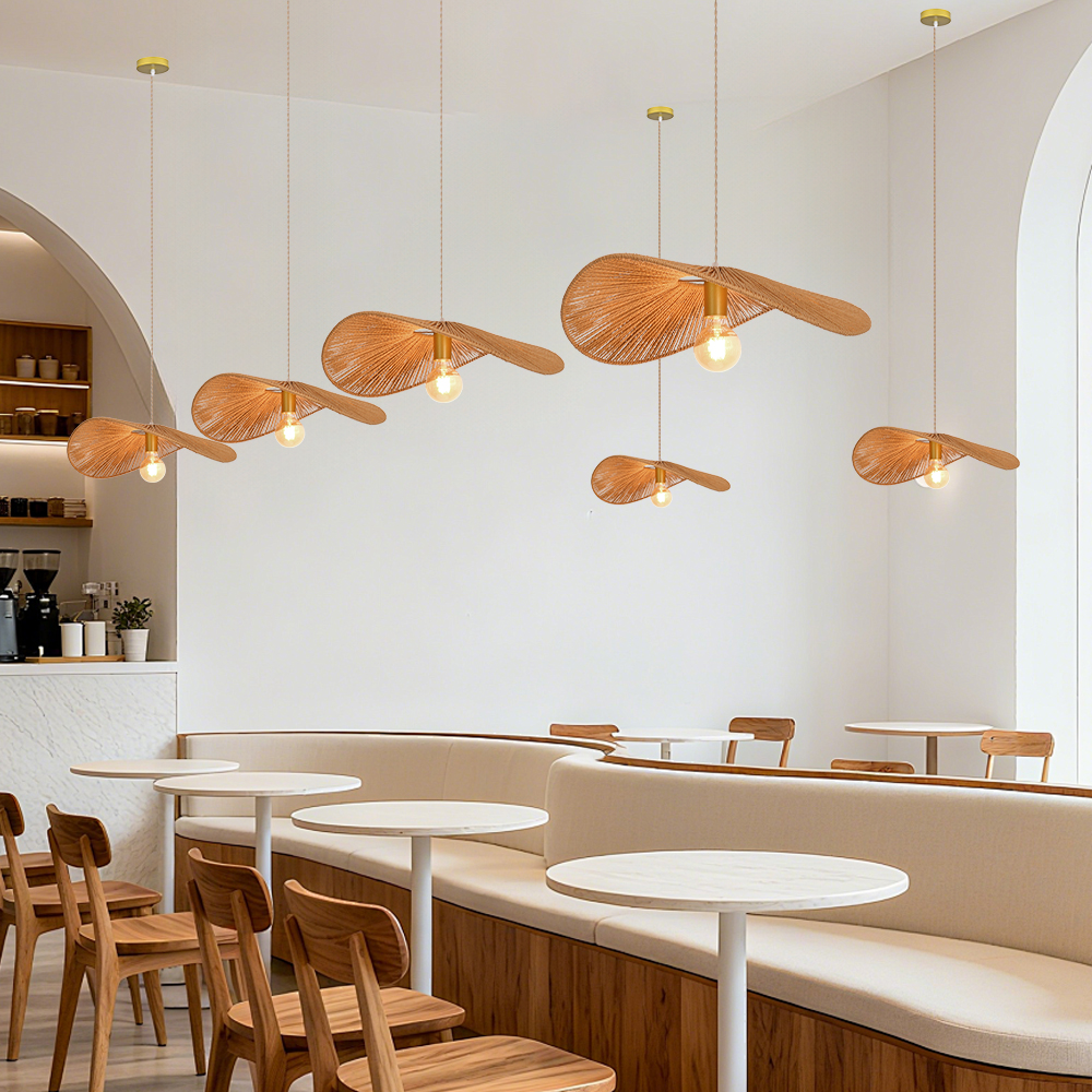 japandi Rope Hanging Light Fixture for Dining Room Restaurants