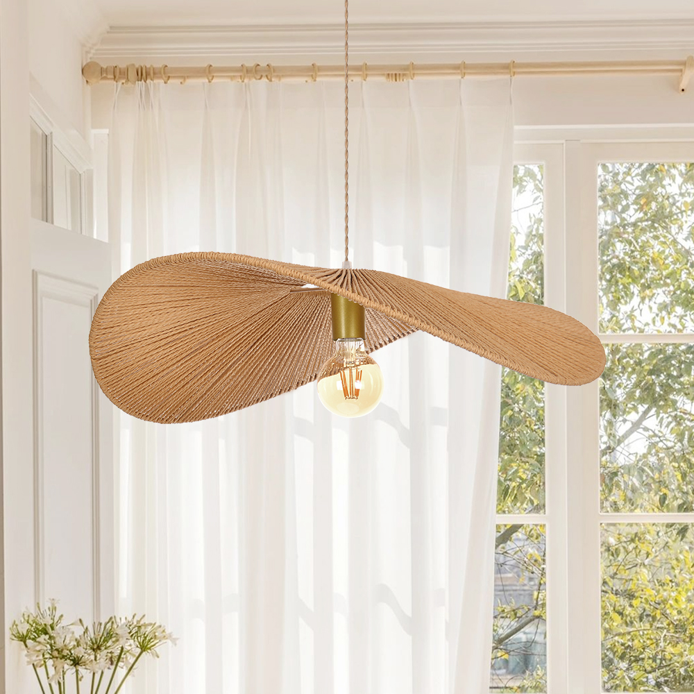 japandi Rope Hanging Light Fixture for Dining Room Restaurants