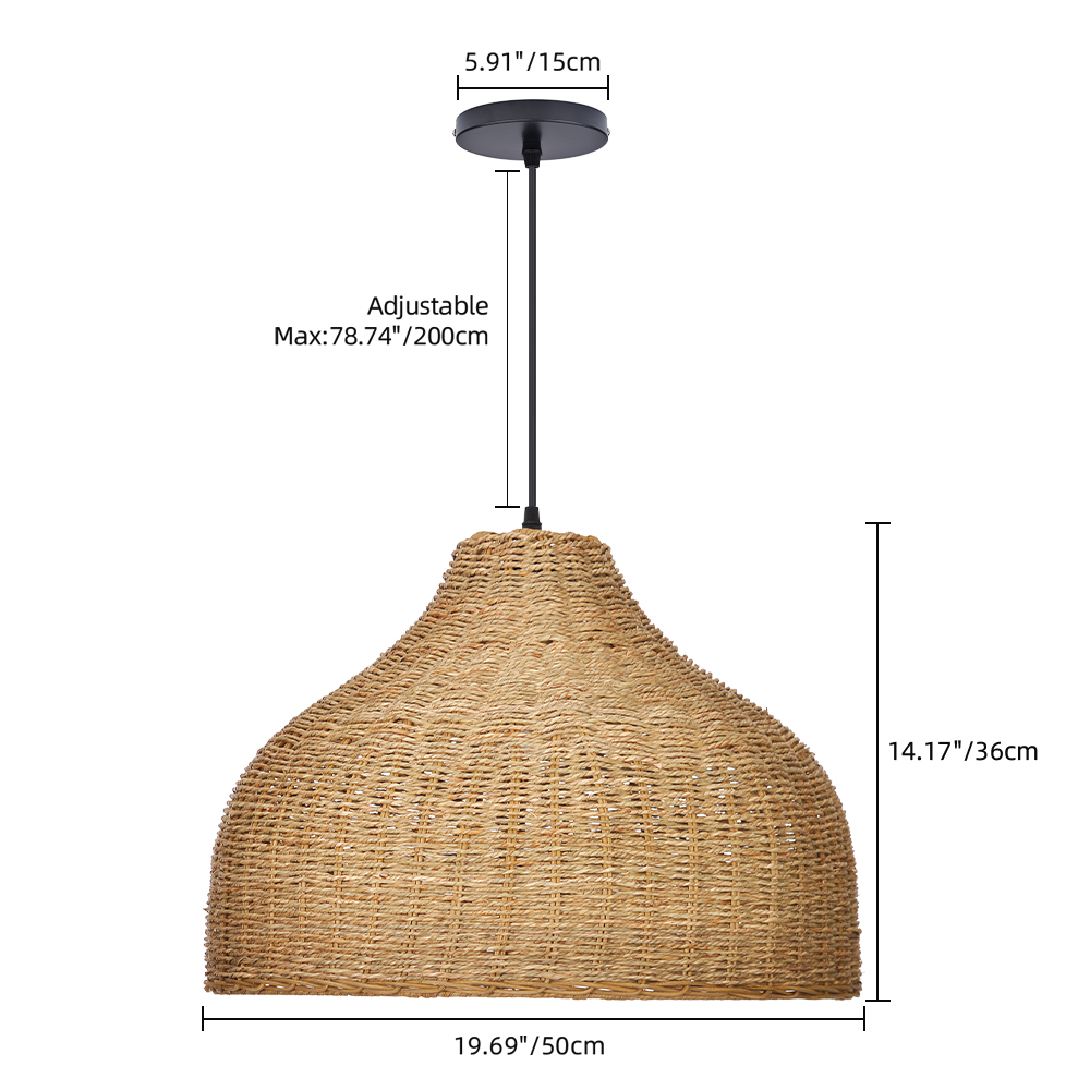 Coastal Kitchen Pendant Light Japanese Style Rattan Seagrass Hanging Chandelier