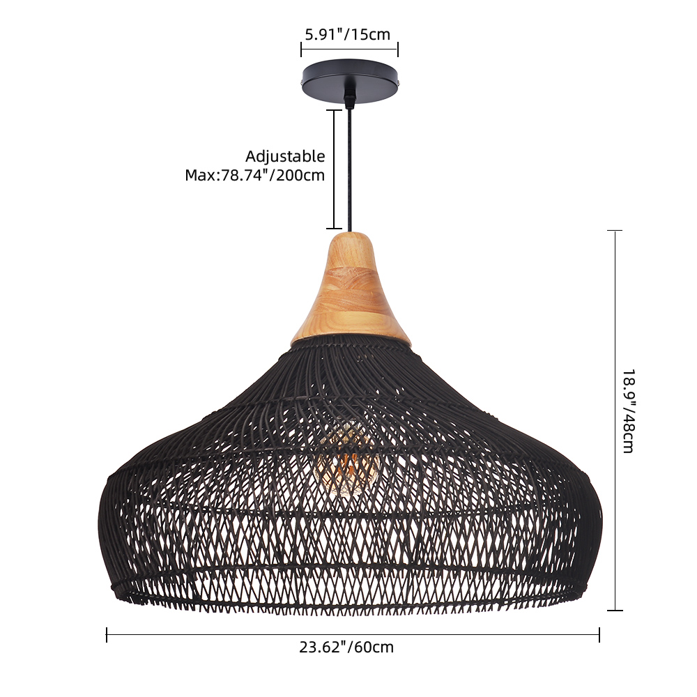 Handwoven Organic Warm Rattan Pendant Light for Kitchen Island