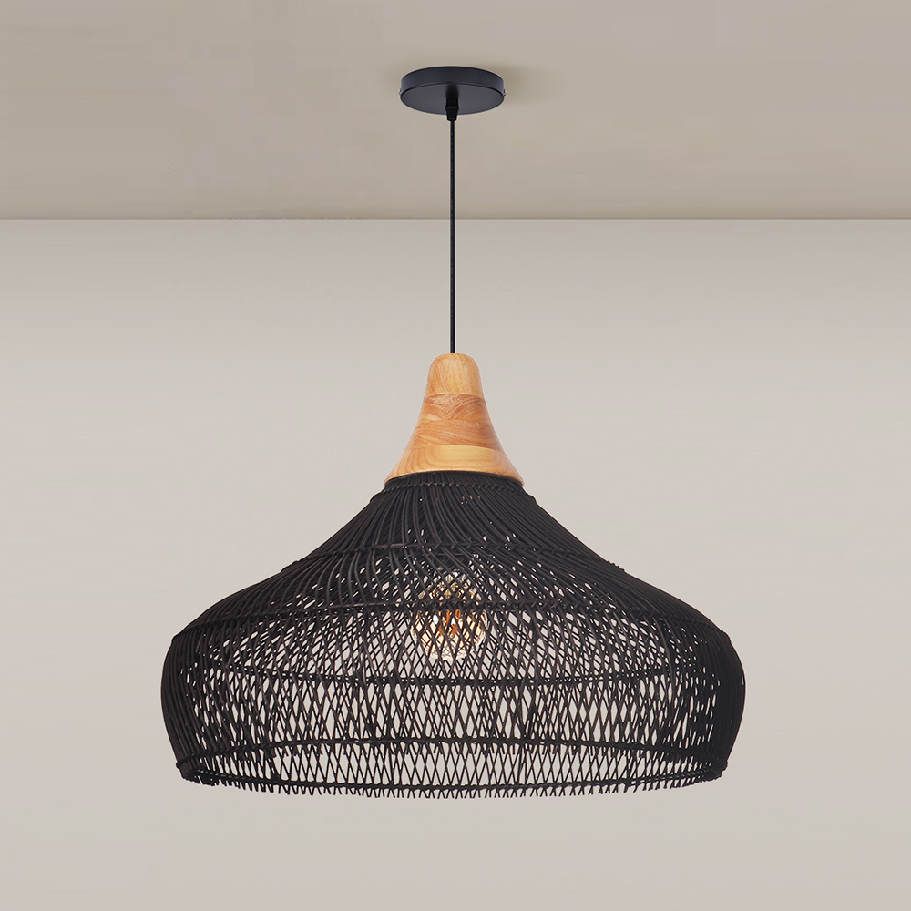 Handwoven Organic Warm Rattan Pendant Light for Kitchen Island