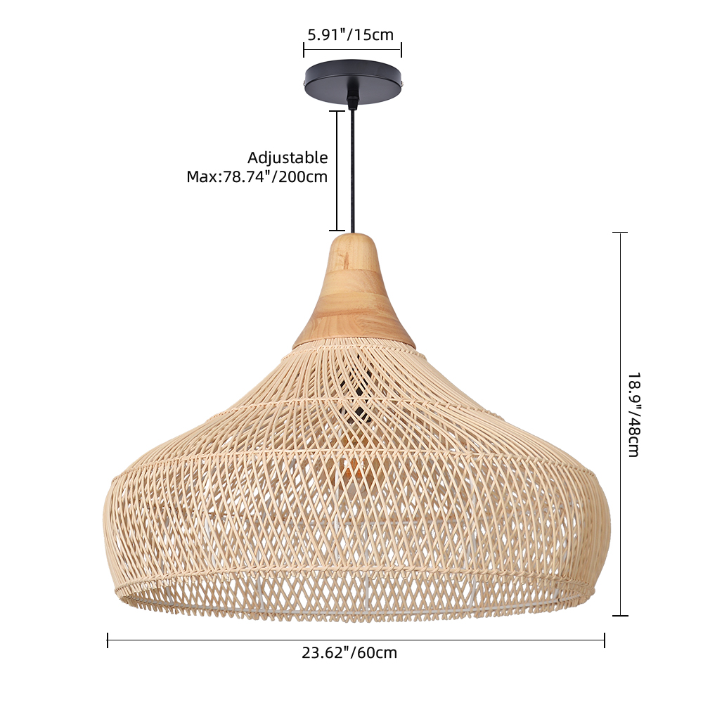Handwoven Organic Warm Rattan Pendant Light for Kitchen Island