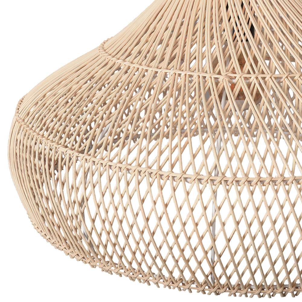 Handwoven Organic Warm Rattan Pendant Light for Kitchen Island