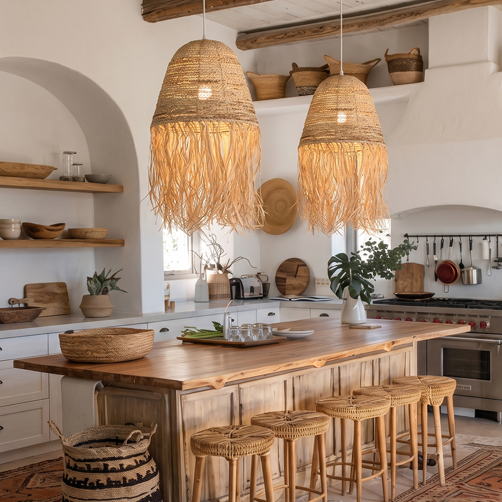 Wabi-Sabi Vintage Raffia Chandelier