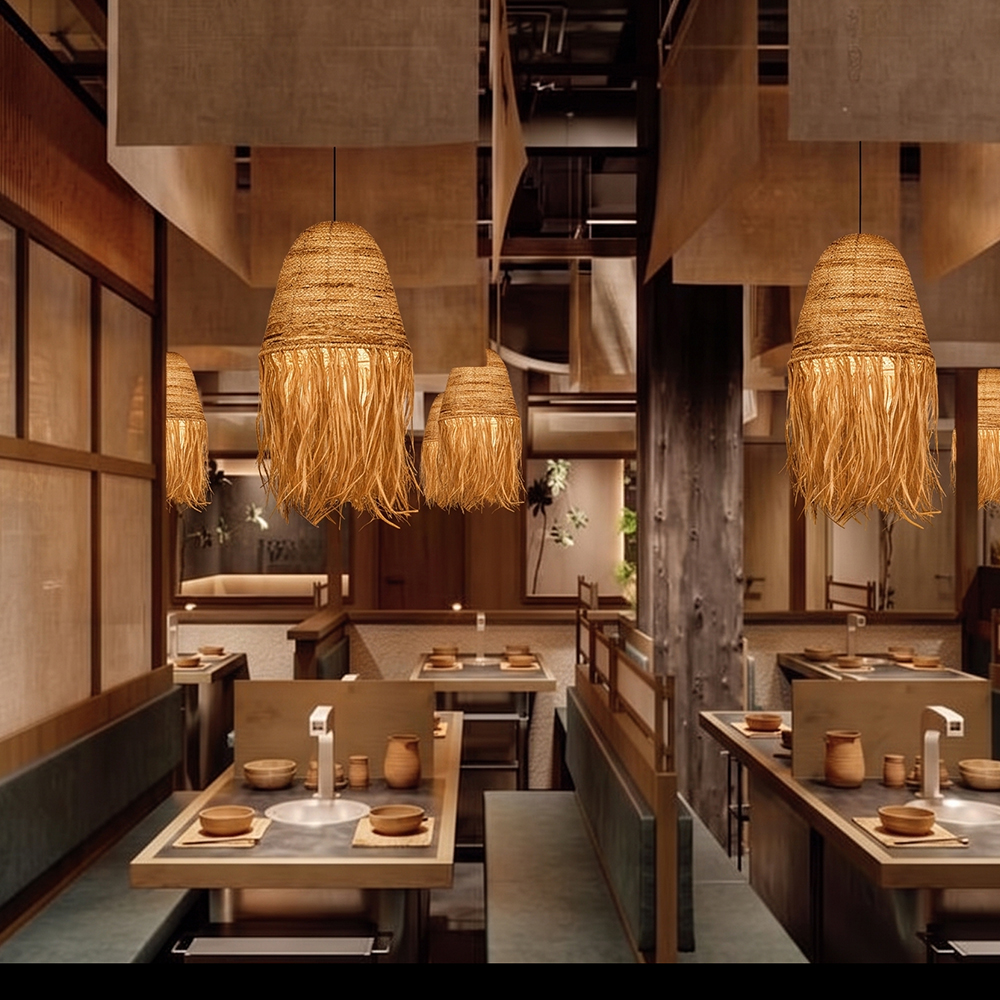 Wabi-Sabi Vintage Raffia Chandelier