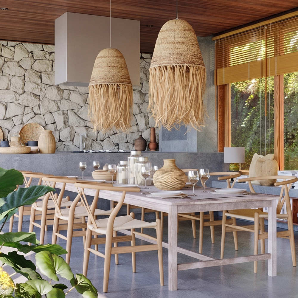Wabi-Sabi Vintage Raffia Chandelier