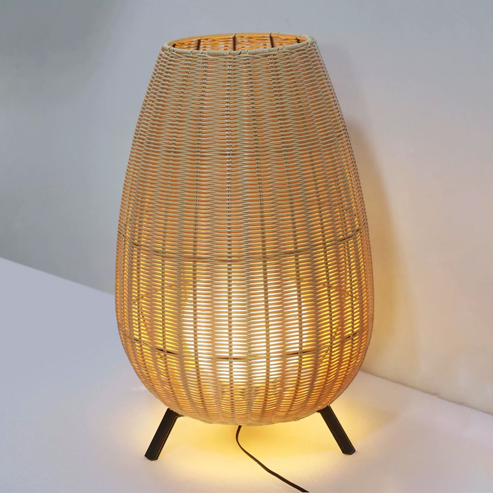 Outdoor Waterproof Freestanding Courtyard Light Villa Imitation Rattan Lawn Floor Lamp