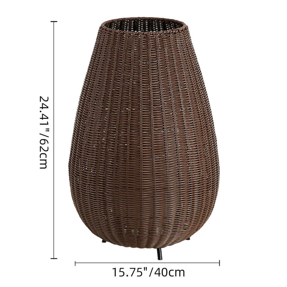 Outdoor Waterproof Freestanding Courtyard Light Villa Imitation Rattan Lawn Floor Lamp