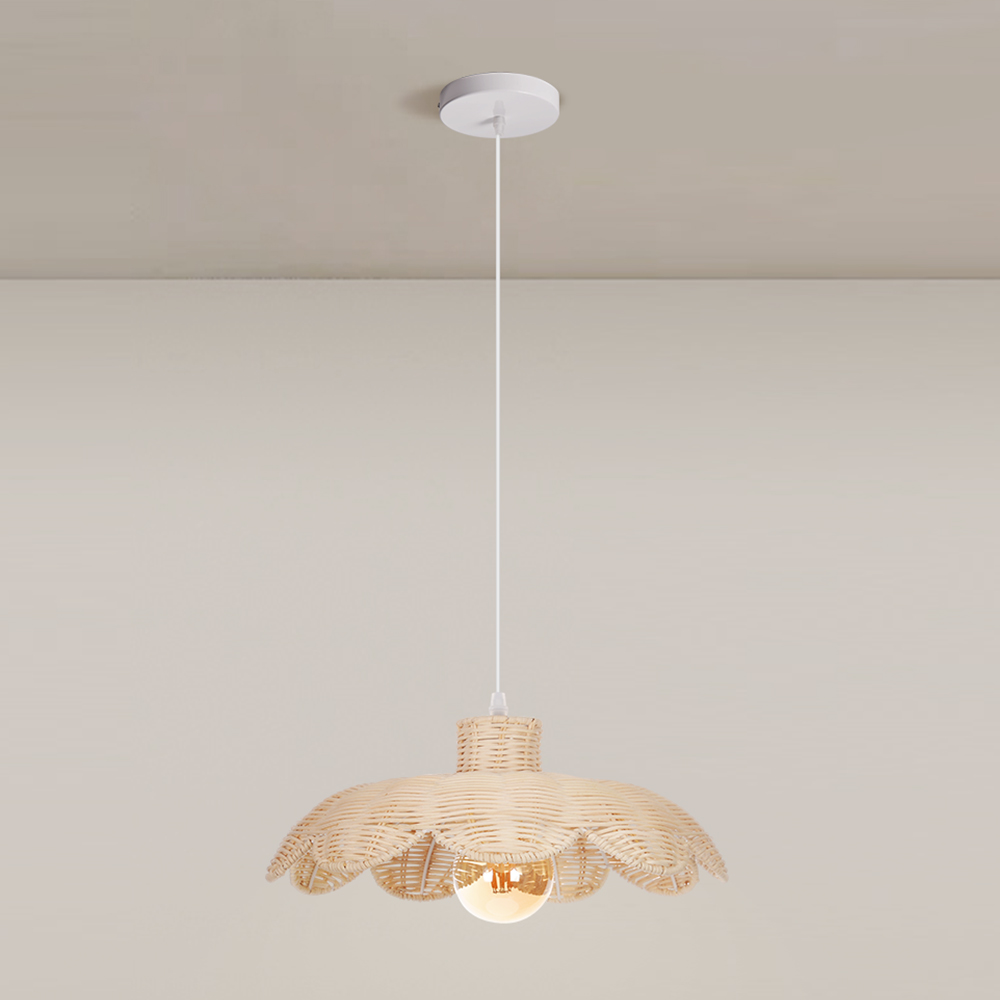 Natural Woven Rattan Pendant Light for Bedroom Dining Room Living Room