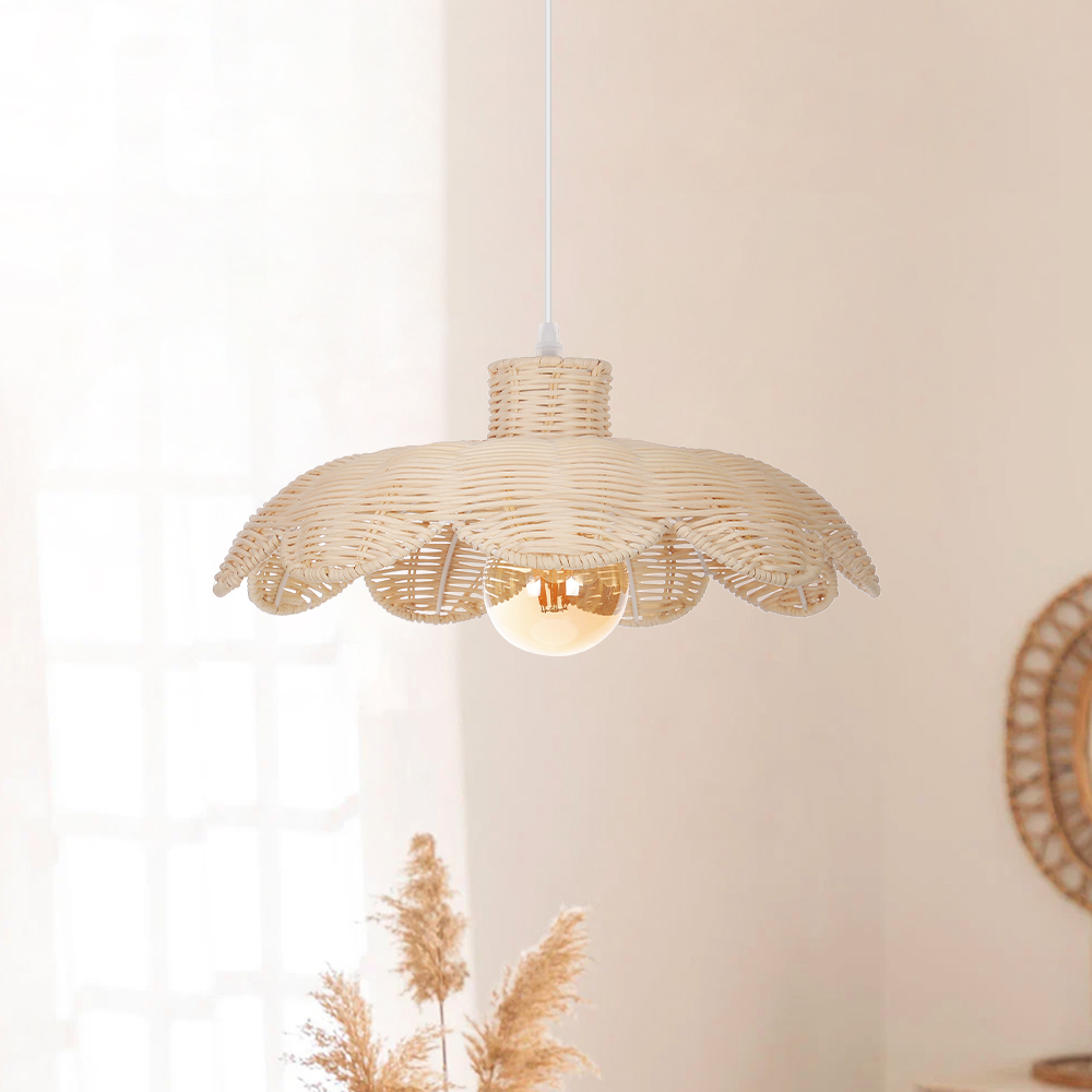 Natural Woven Rattan Pendant Light for Bedroom Dining Room Living Room