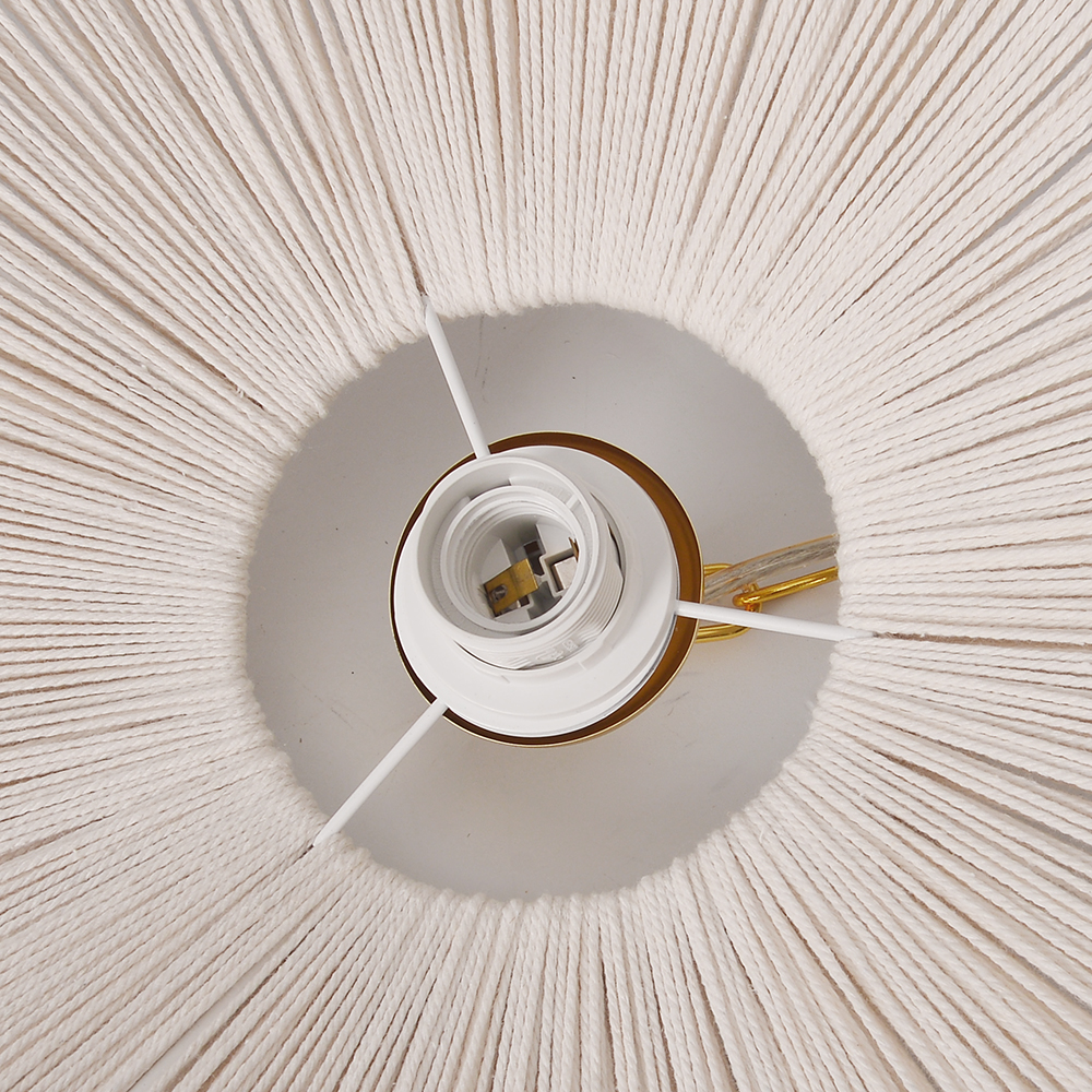 Nordic Aesthetic Handmade White Rope Pendant Light Straw-hat Design Chandelier for Room