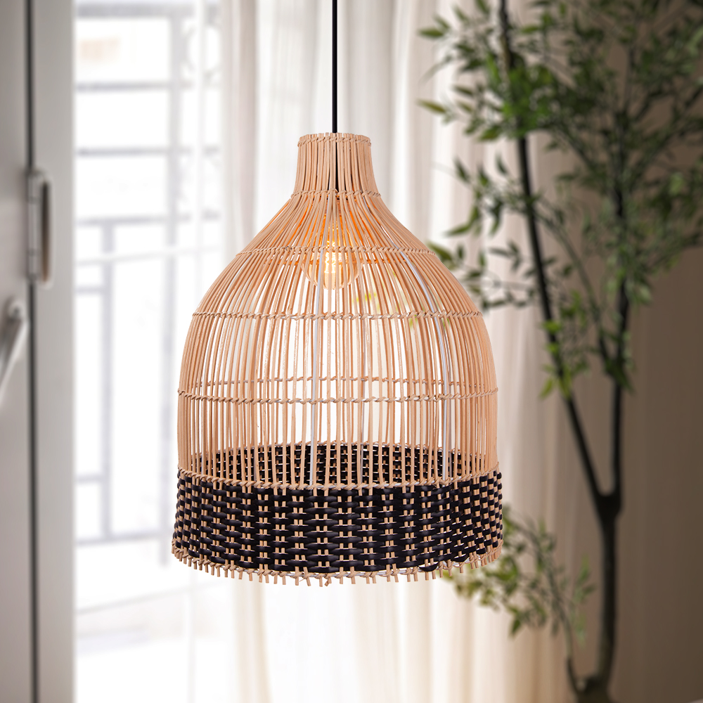 Japanese Rattan Woven Restaurant Chandelier Living Room Creative Hanging Lamp