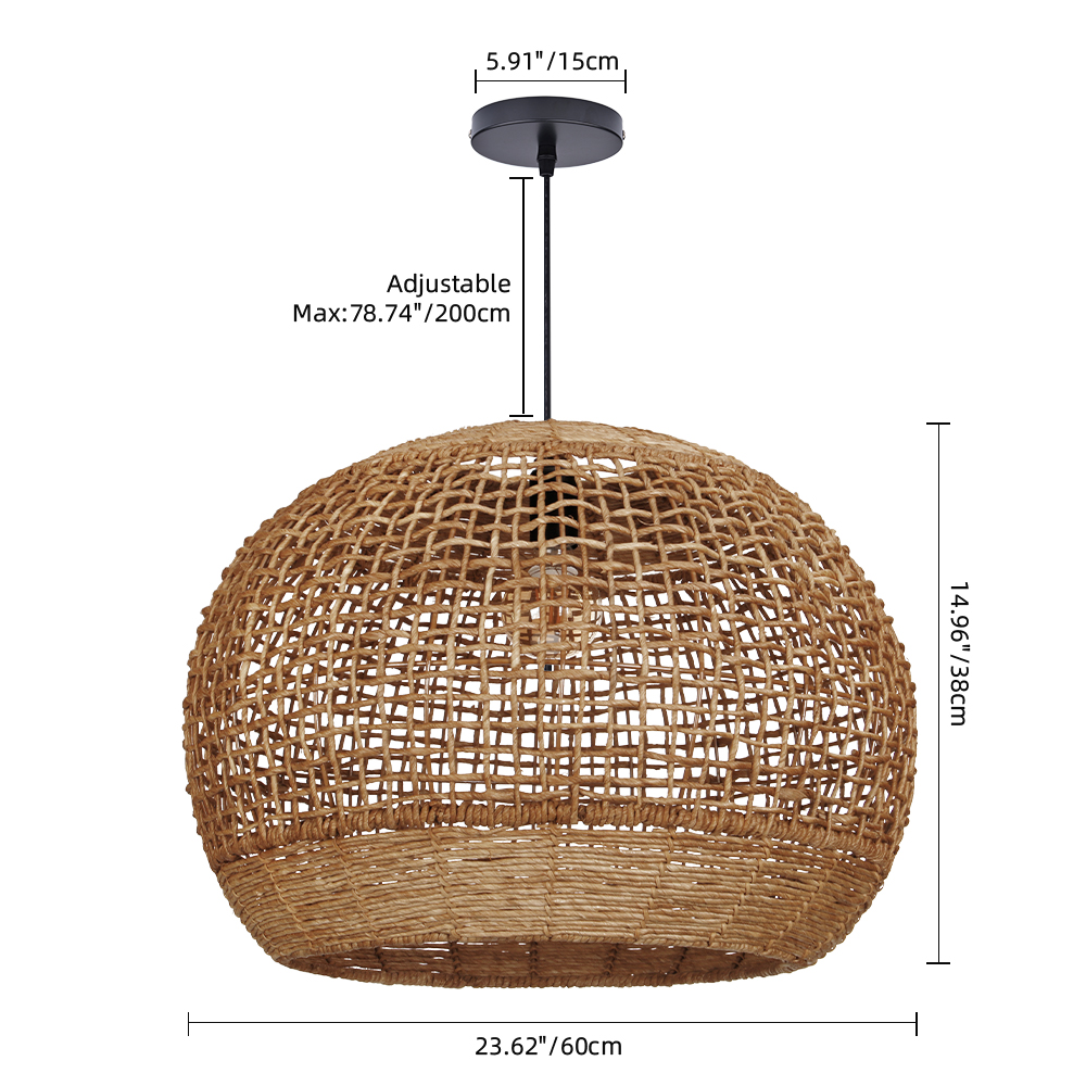 Rustic Corn Rope Woven Pendant Light Textured Hanging Lamp for Home Dining Area