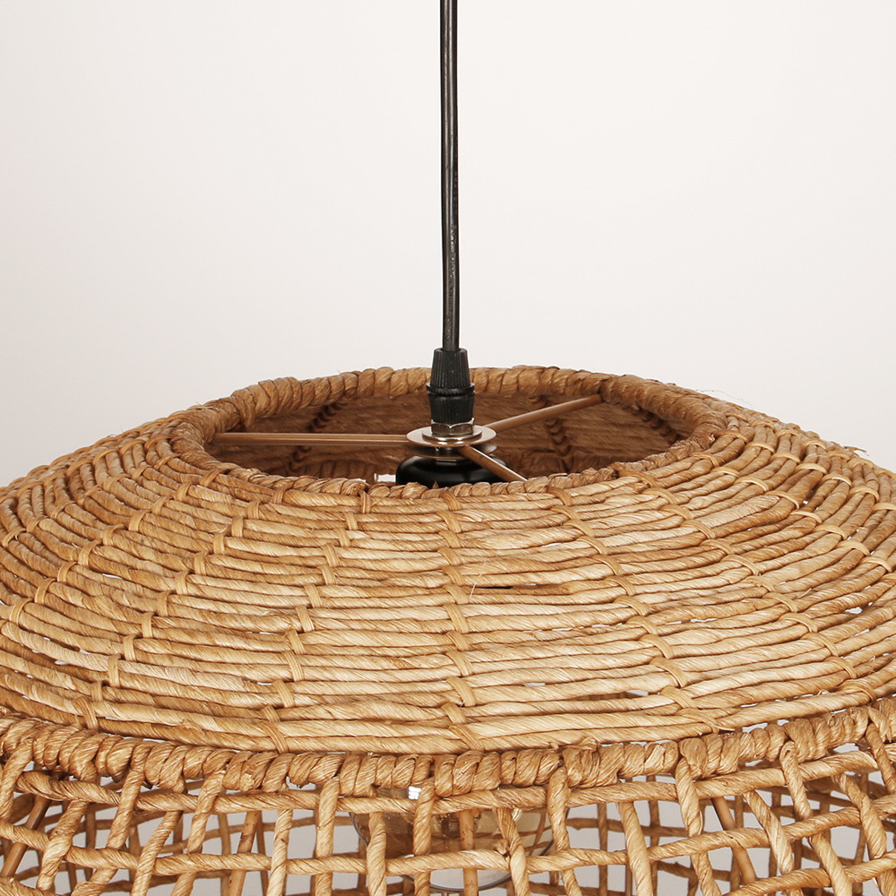 Rustic Corn Rope Woven Pendant Light Textured Hanging Lamp for Home Dining Area
