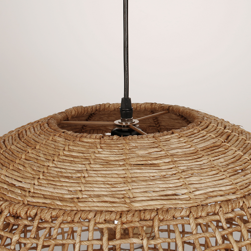 Rustic Corn Rope Woven Pendant Light Textured Hanging Lamp for Home Dining Area