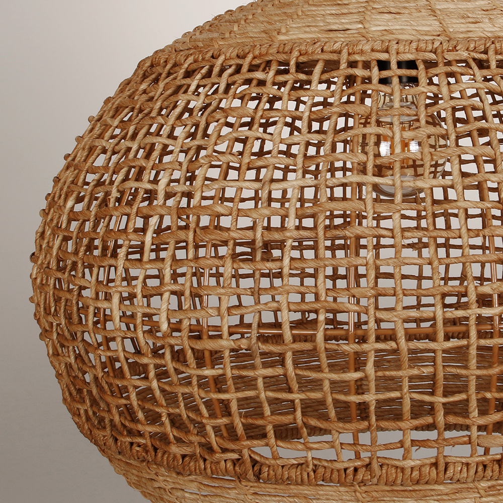 Rustic Corn Rope Woven Pendant Light Textured Hanging Lamp for Home Dining Area