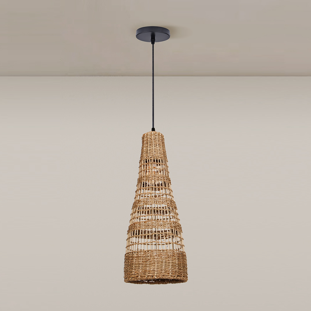 Wabi-sabi Style Minimalist Seagrass Lighting Set of 3 for Bedroom Guest House Restaurants