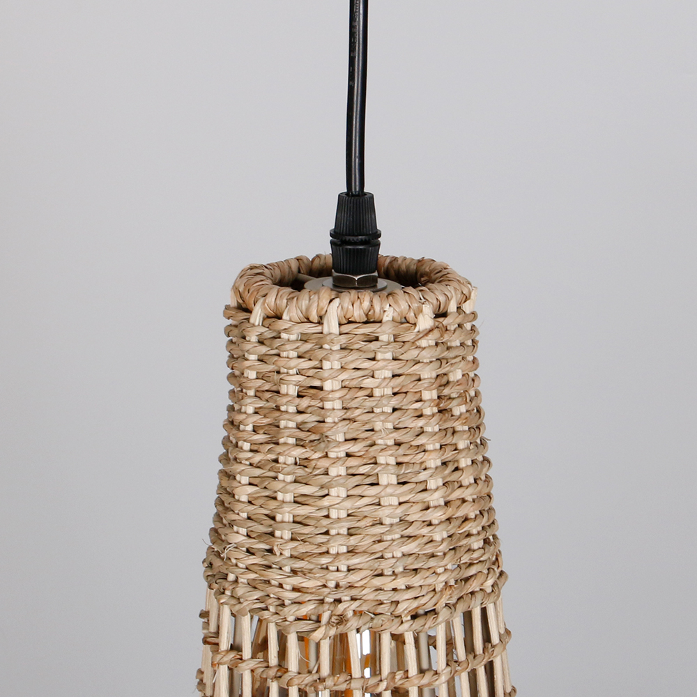 Wabi-sabi Style Minimalist Seagrass Lighting Set of 3 for Bedroom Guest House Restaurants