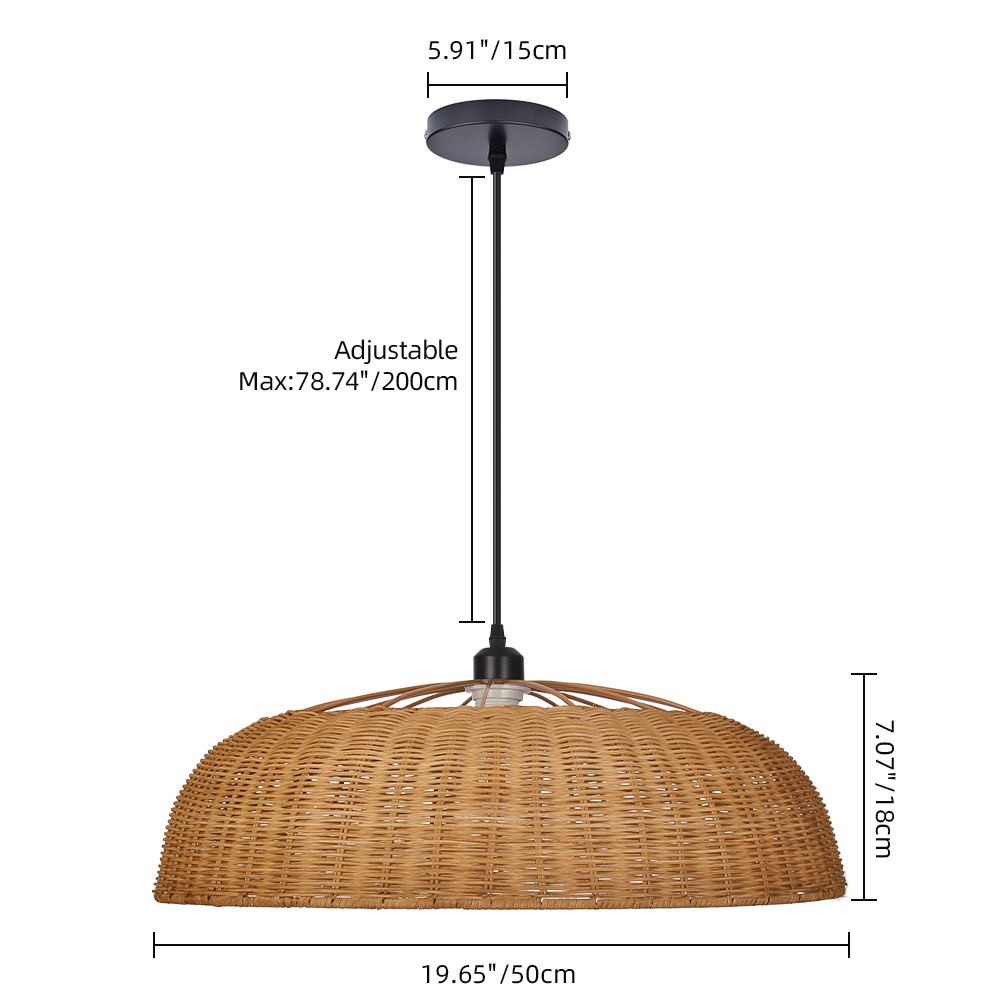 Artisan Wicker Woven Pendant Light Coastal Rattan Lamp for Kitchen & Dining Room