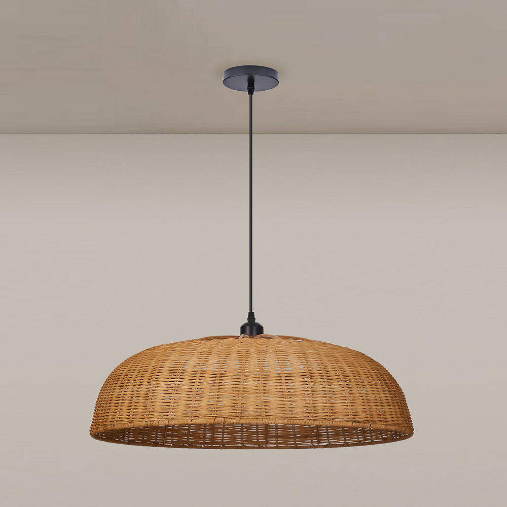 Artisan Wicker Woven Pendant Light Coastal Rattan Lamp for Kitchen & Dining Room