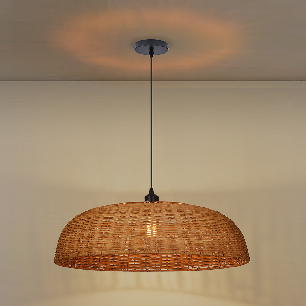 Artisan Wicker Woven Pendant Light Coastal Rattan Lamp for Kitchen & Dining Room