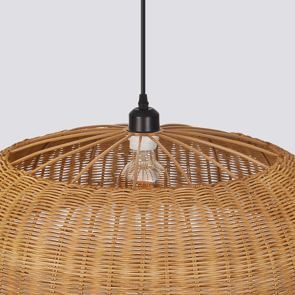 Artisan Wicker Woven Pendant Light Coastal Rattan Lamp for Kitchen & Dining Room