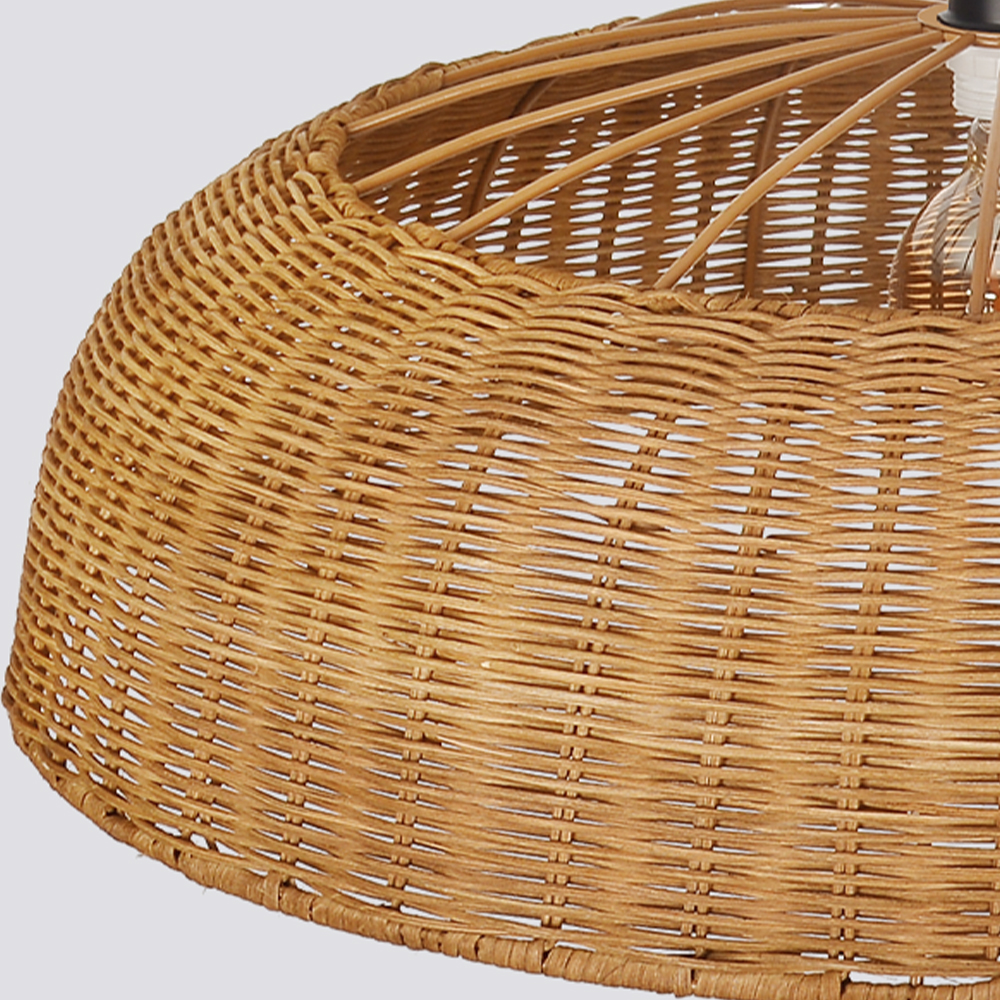 Artisan Wicker Woven Pendant Light Coastal Rattan Lamp for Kitchen & Dining Room
